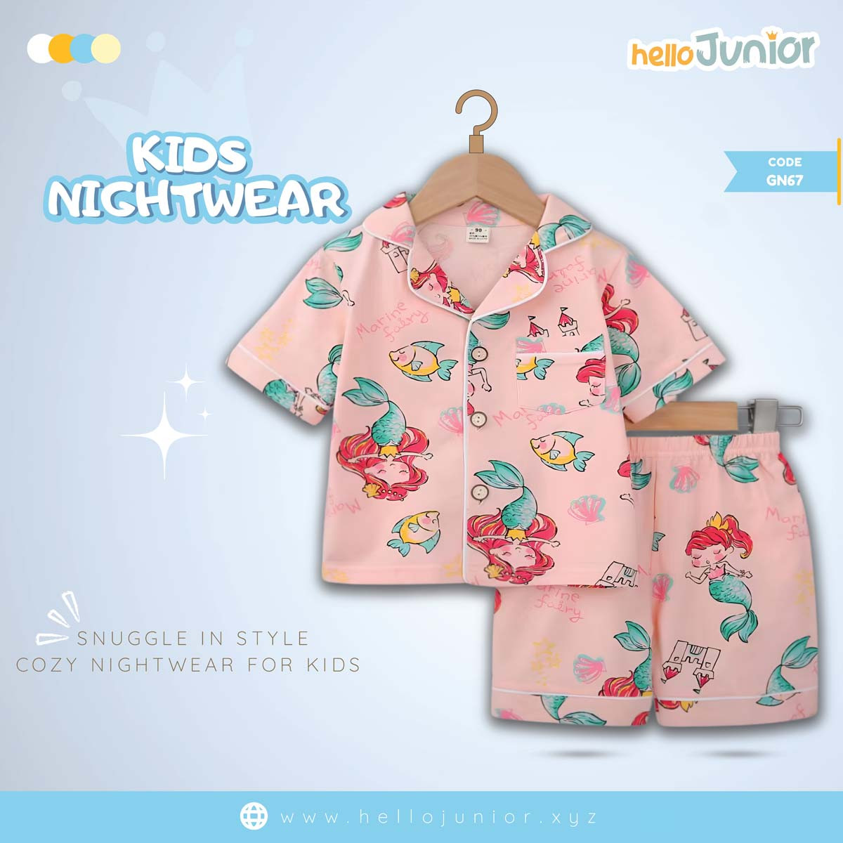 Hello Junior Kids Nightwear / PJ Set / Night Dress (6 Months to 11 Years)