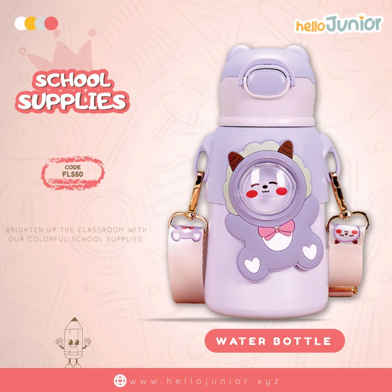Children's Water Bottle Boys Girls Cute Cartoon Water Cup Anti-fall Straw Cup School Kindergarten Baby Kettle