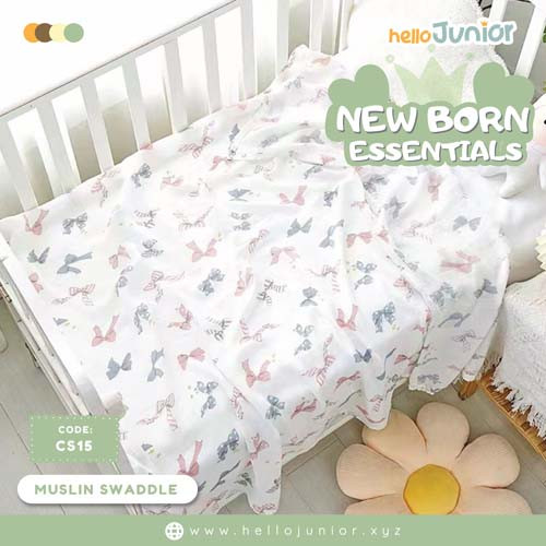 Hello Junior Newborn Swaddle Wrap - 2025 / Infant Feeding Burp Cloth, Multicolor