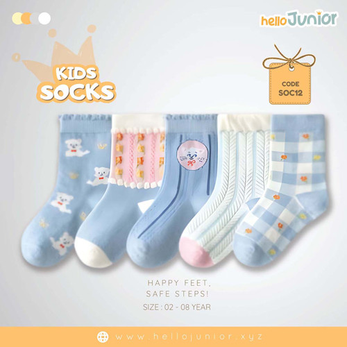 Hello Junior Baby Socks for Ages 2-8 Years, Multicolor