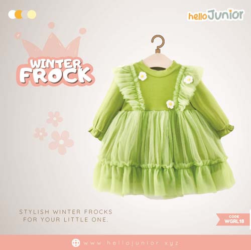 Hello Junior Winter Girls Frock for 06 Months to 05 Years