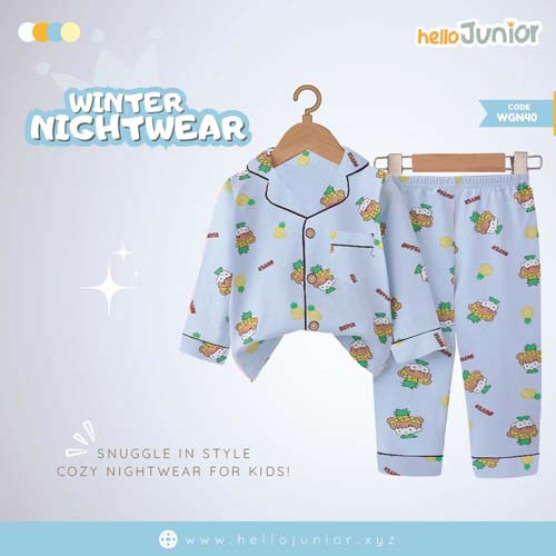 Hello Junior Kids Winter Nightwear / PJ Set / Night Dress (6 Months to 11 Years)