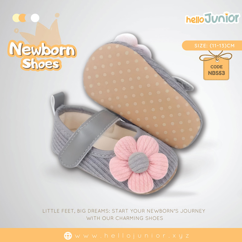 Hello Junior baby shoes for newborn to 18 month, made with cotton and rubber sole