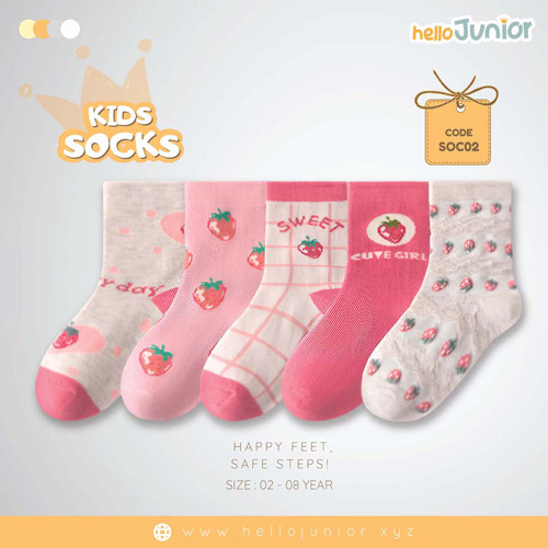 Hello Junior Baby Socks for Ages 2-8 Years, Multicolor