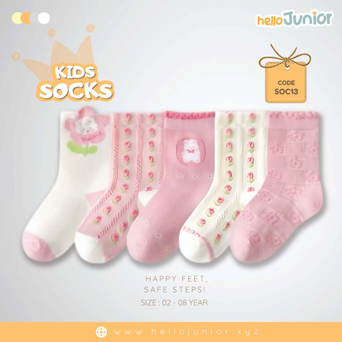 Hello Junior Baby Socks for Ages 2-8 Years, Multicolor