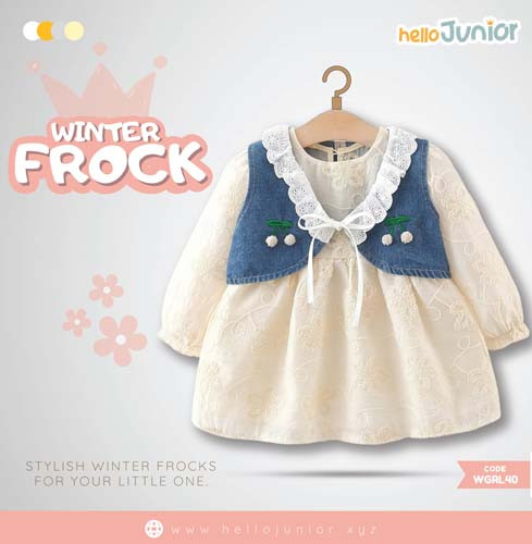 Hello Junior Winter Girls Frock for 06 Months to 05 Years