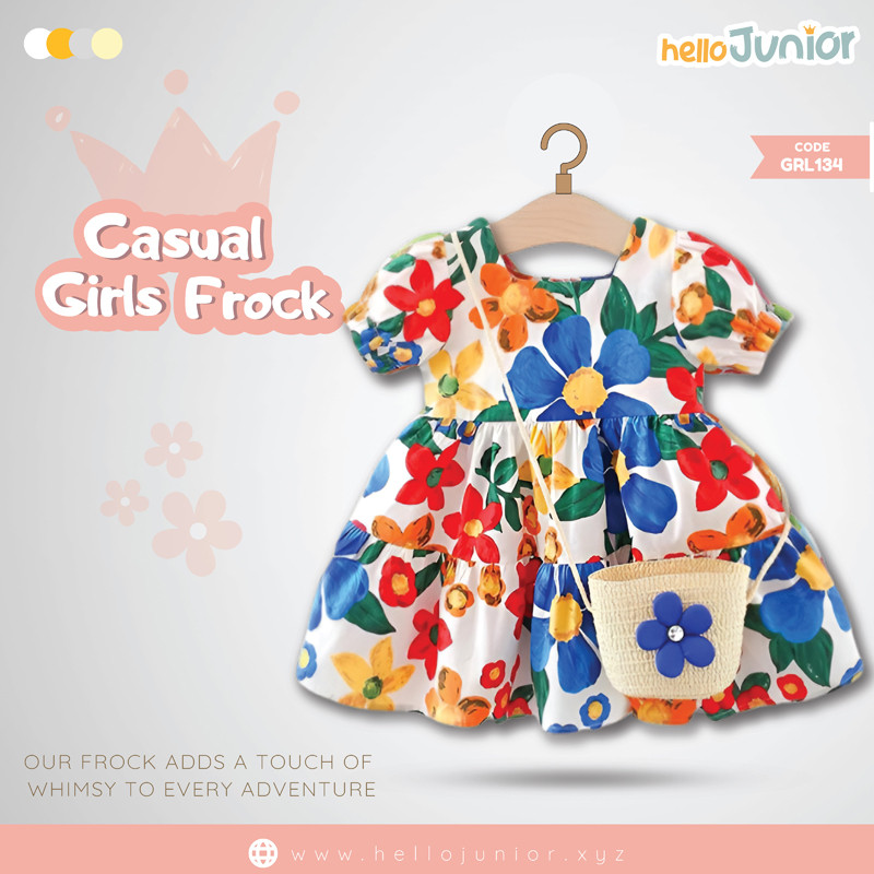 Hello Junior Casual Girls Frock (6 Months to 03 Years)