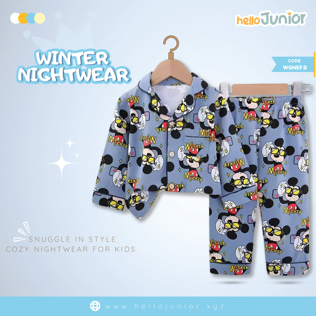 Hello Junior Kids Winter Nightwear / PJ Set / Night Dress (6 Months to 11 Years)