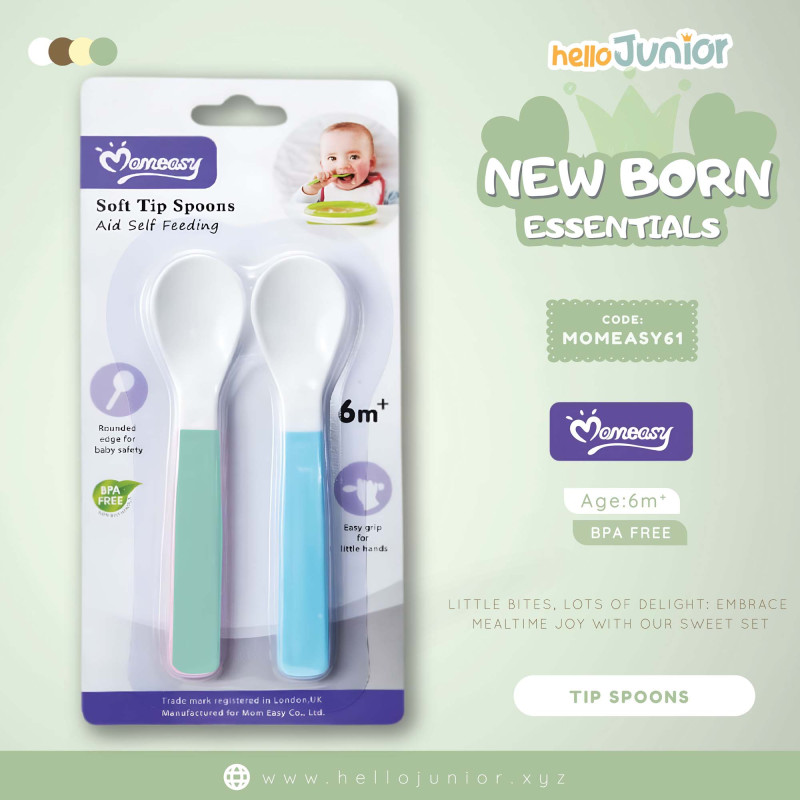 Momeasy soft tip spoons for 6m+ baby, multicolor