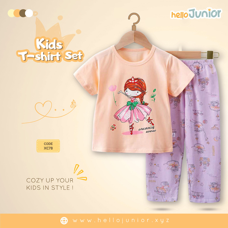 Hello Junior Kids Half Sleeve T-Shirt and Full Pant Set (6 Months to 11 Years)