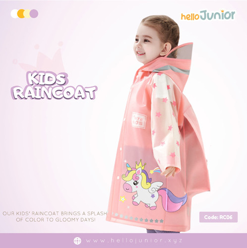 Hello Junior Kids Raincoat for 03-11 years , Multicolor