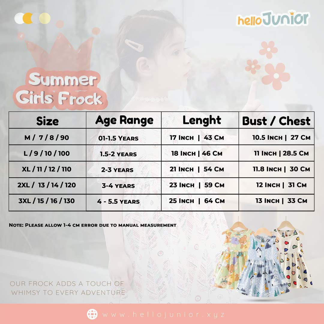 Hello Junior Summer Cotton Frock for Baby Girls (1-5.5 Years), Pink