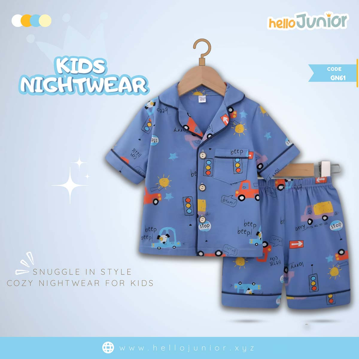 Hello Junior Kids Nightwear / PJ Set / Night Dress (6 Months to 11 Years)