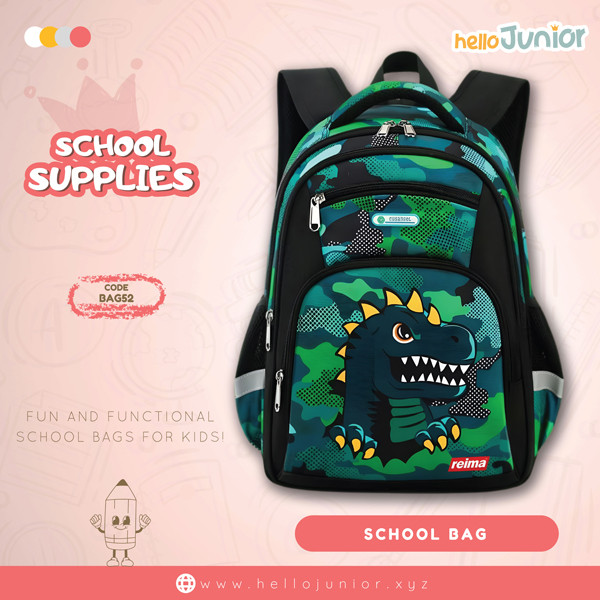 Bag for kids / School Bag for Kids, Green Dino