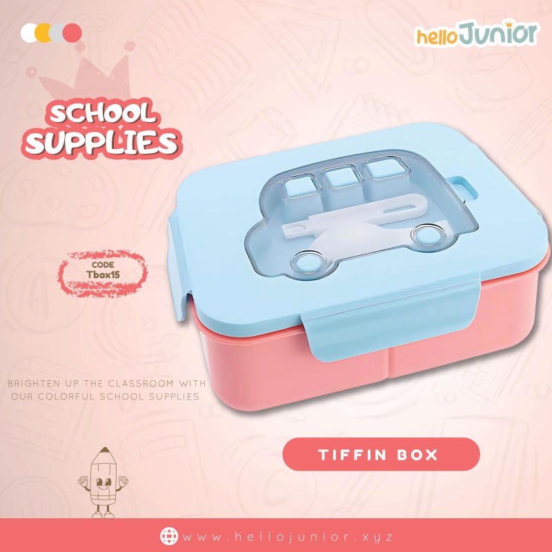Douxie Lunch Box Portable Hermetic Single Layer Grid Children Student Bento Box With Spoon Leakproof