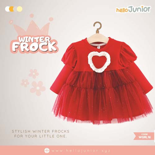 Hello Junior Winter Girls Frock for 06 Months to 05 Years