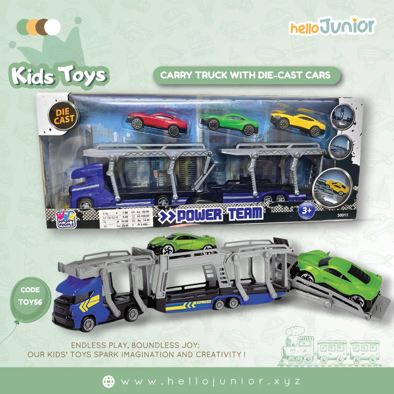 Carry Truck with Die-Cast Cars – 01 Transporteur & 3 Vehicles Power Team Set