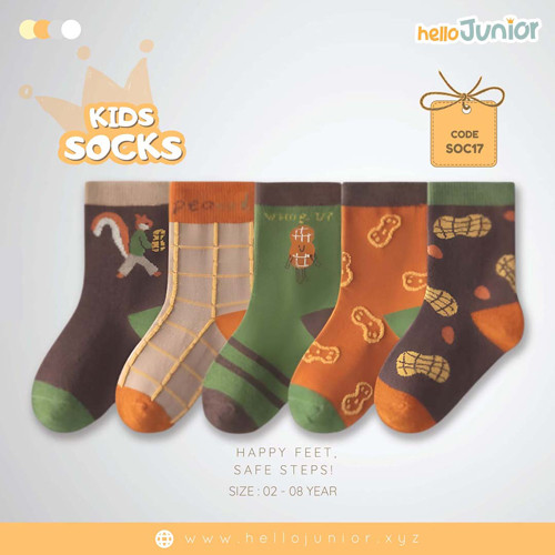 Hello Junior Baby Socks for Ages 2-8 Years, Multicolor