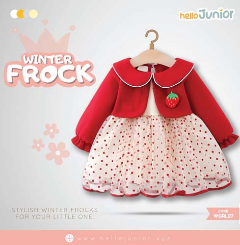 Hello Junior Winter Girls Frock for 06 Months to 05 Years