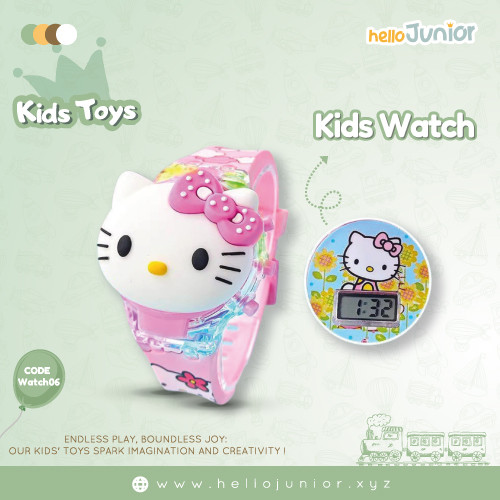 Hello Kitty Inspired Kids Digital Wristwatch – Soft Silicone Strap LED Watch for Girls (Ages 3–10)
